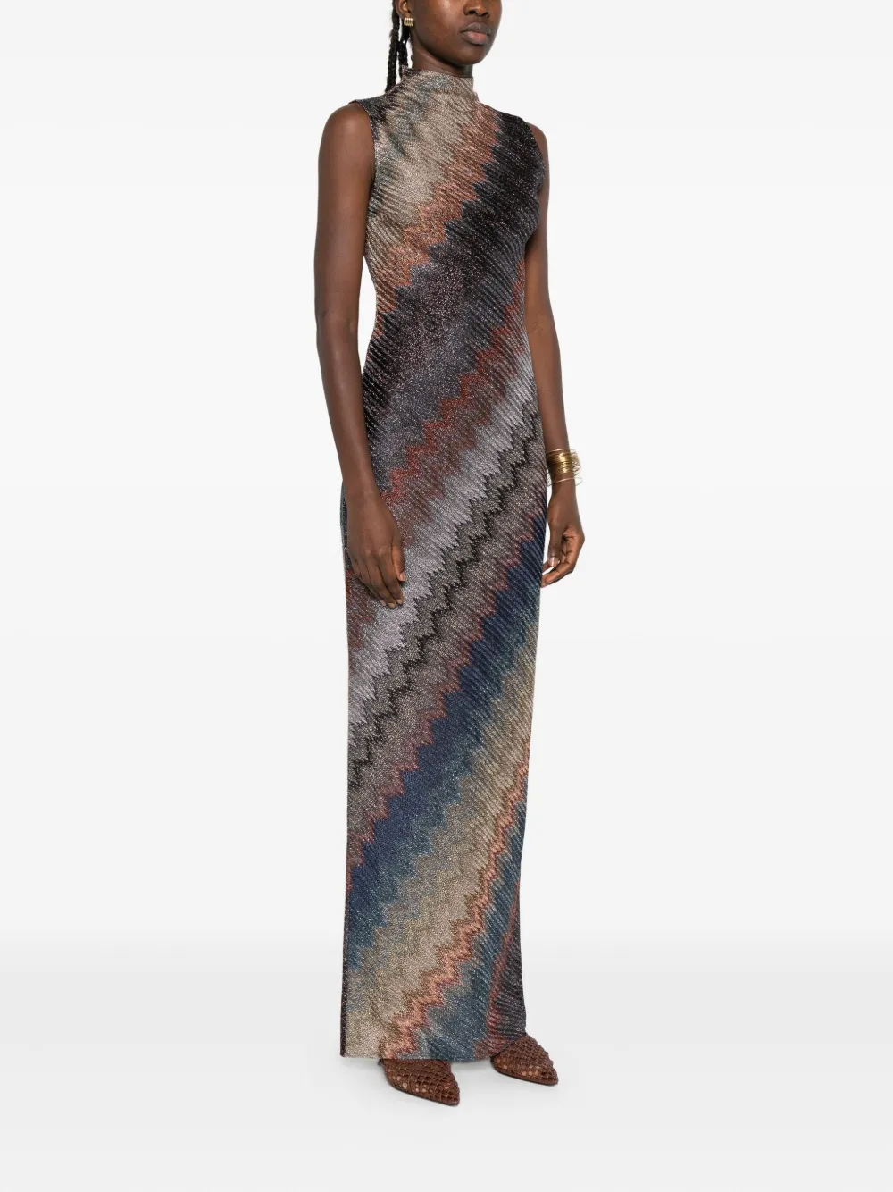 Missoni zig-zag high-neck dress Bruin