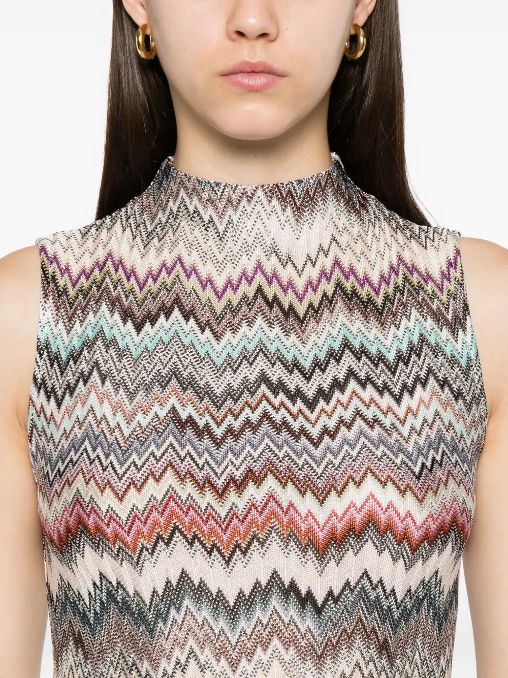 Missoni Gebreide top met zigzag-patroon Beige