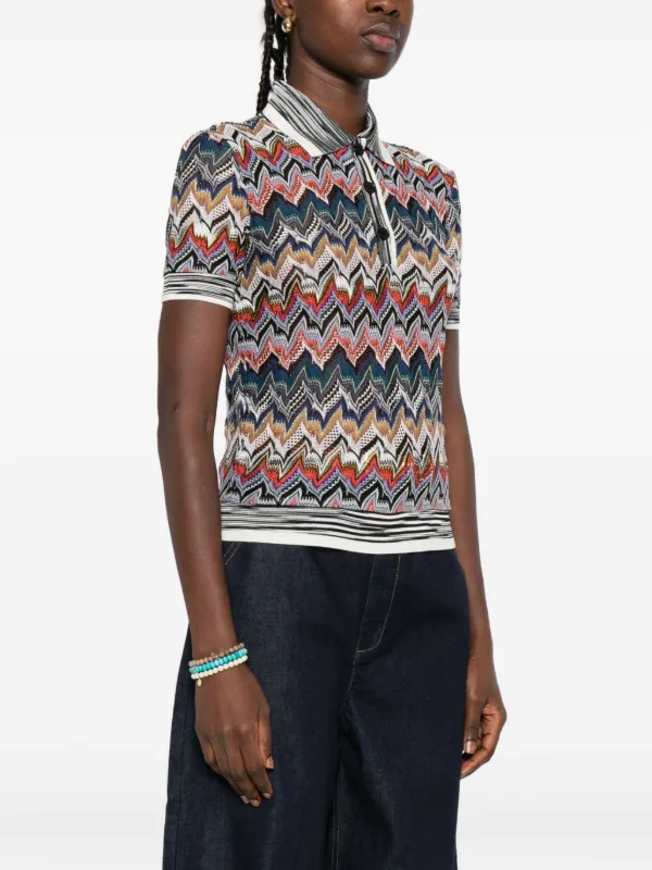 Missoni zigzag-knit Polo Shirt | Brown | FARFETCH