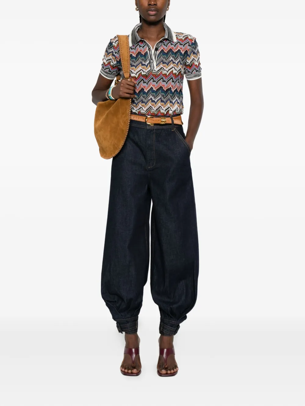Missoni Poloshirt met zigzagpatroon Bruin