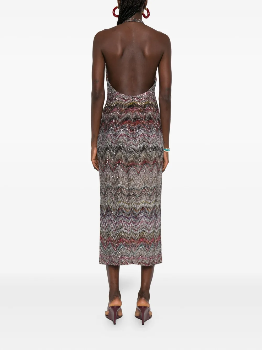 Missoni sequin-embellished halterneck midi dress Rood