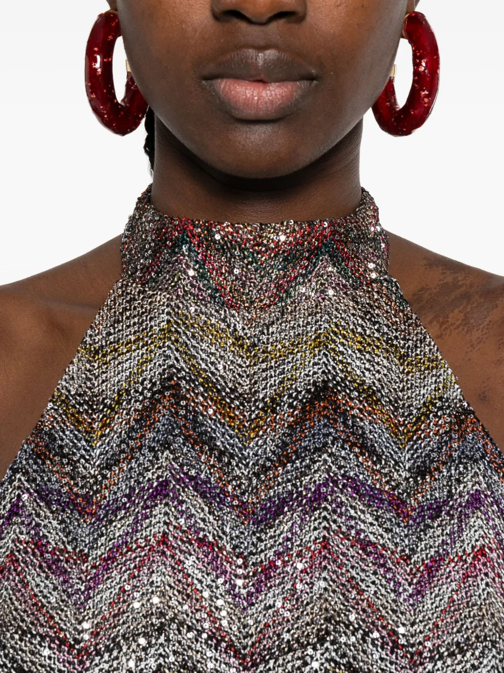 Missoni sequin-embellished halterneck midi dress Rood
