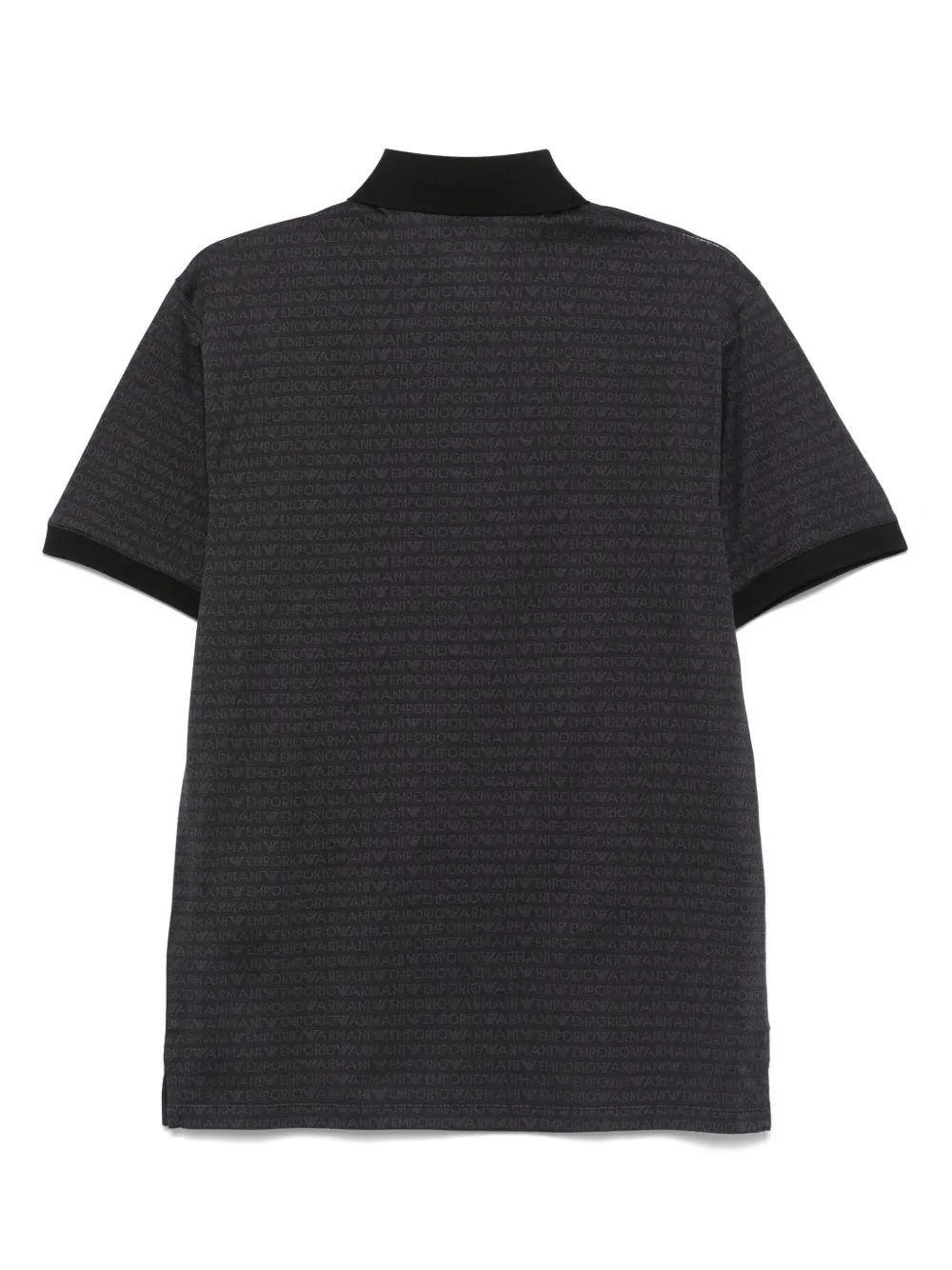 Emporio Armani Poloshirt met logo-jacquard - Zwart