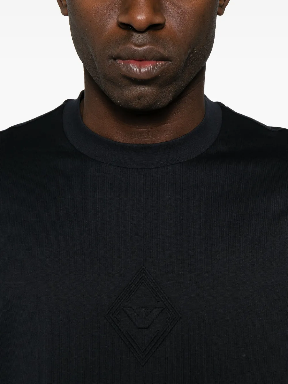 Emporio Armani T-shirt met logo-reliëf Blauw