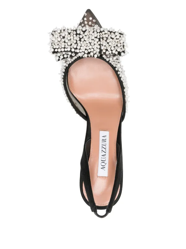 アクアズーラ　リボン付きヒール　黒　37 アクアズーラ リボン付きヒール 黒 37 AQUAZZURA/アクアズーラ