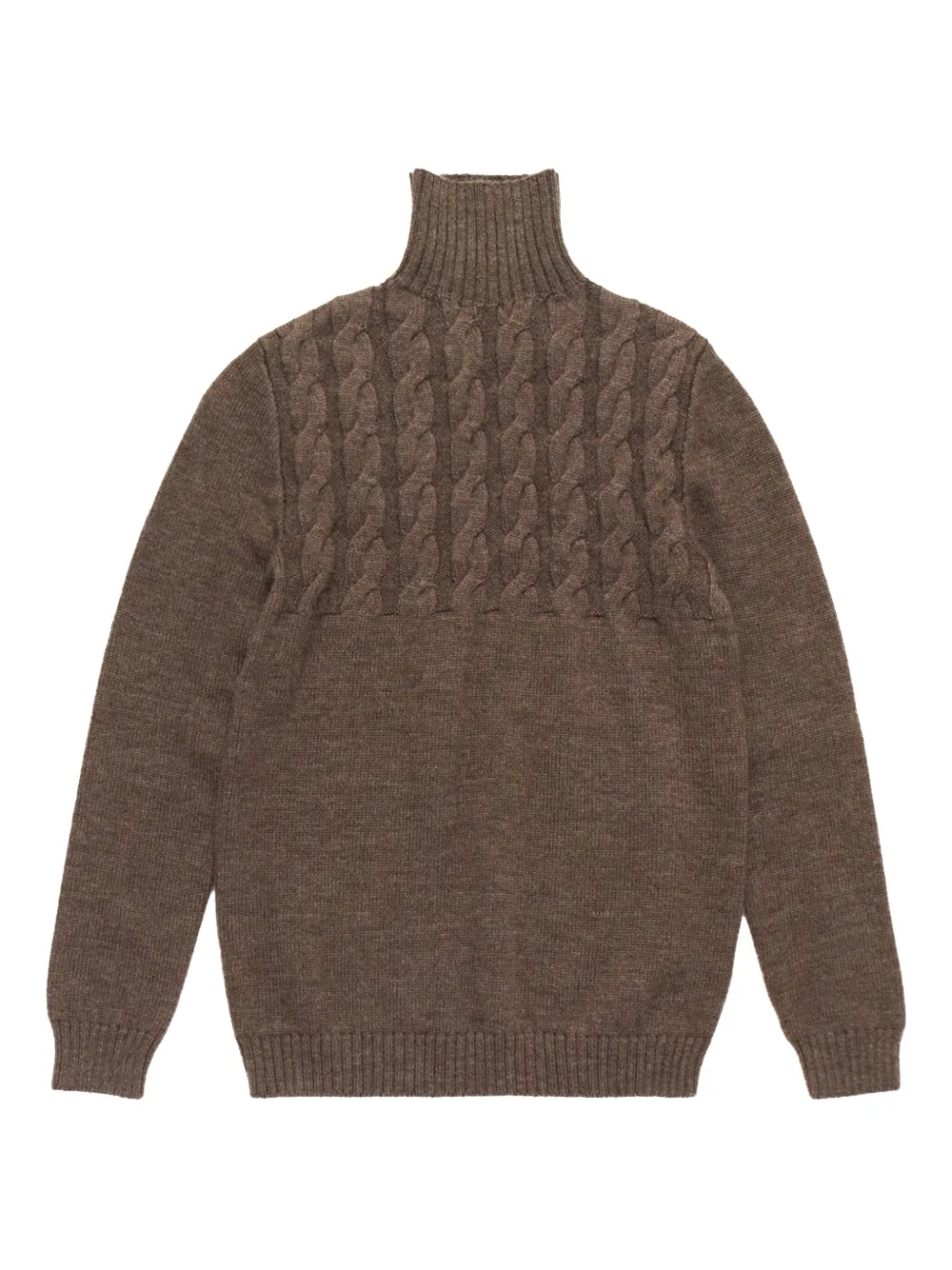 cable-knit turtleneck jumper