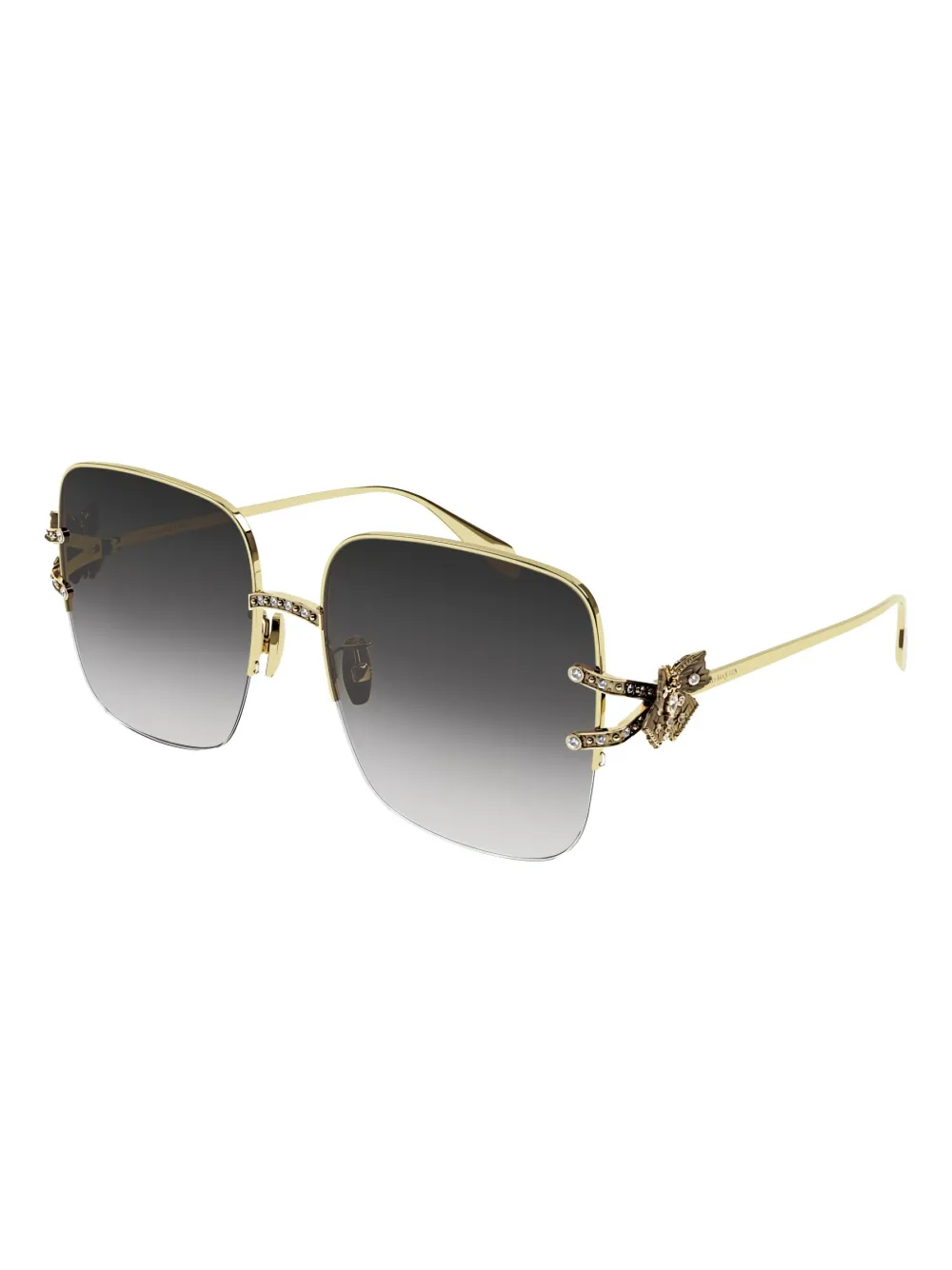 Alexander Mcqueen Icons Square-frame Sunglasses In Gold