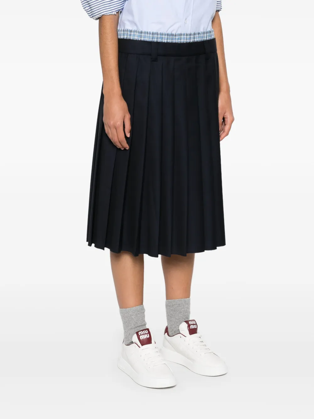 Miu Batavia geplooide midi-rok Blauw