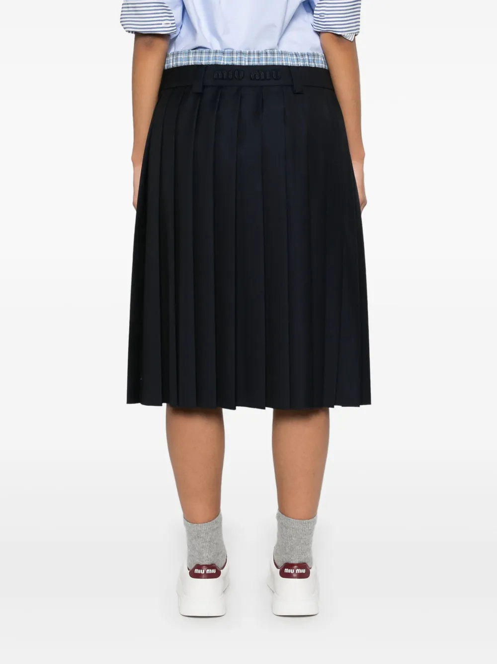Miu Batavia geplooide midi-rok Blauw