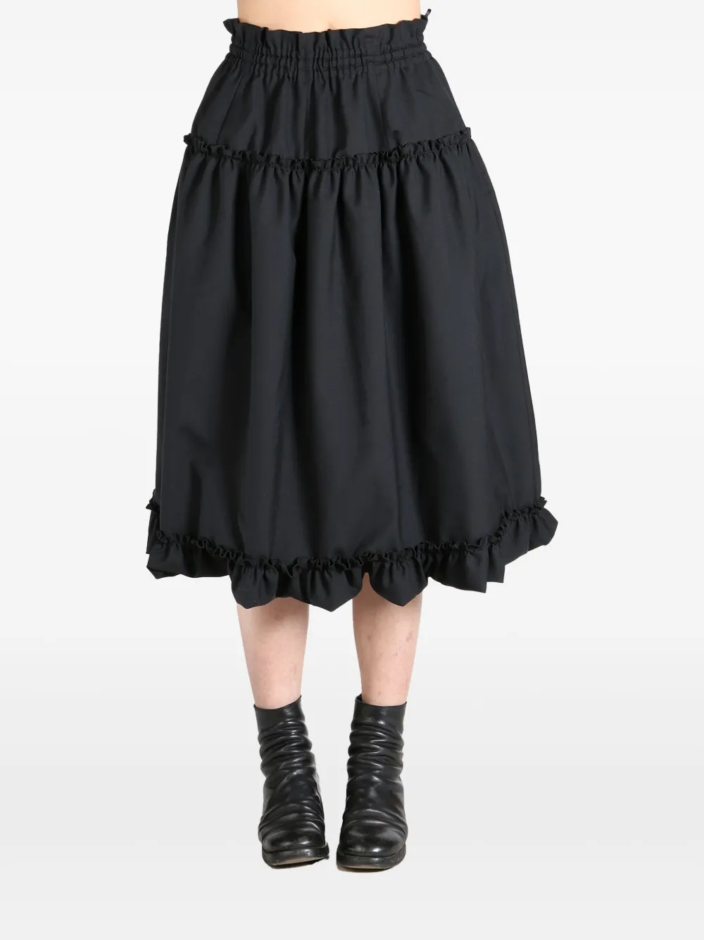 Noir Kei Ninomiya wool midi skirt - Zwart