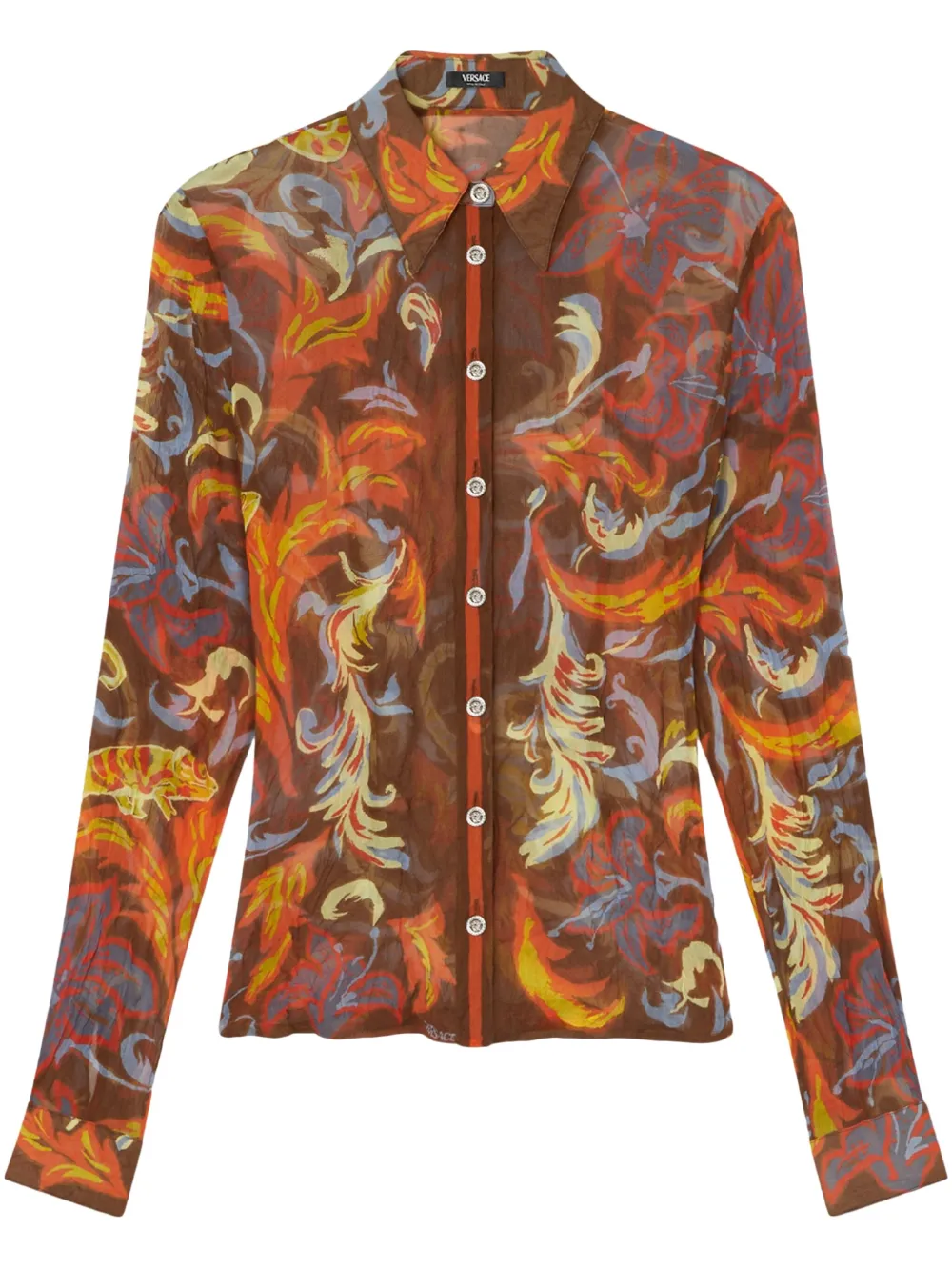 Versace Blouse met barokprint Bruin