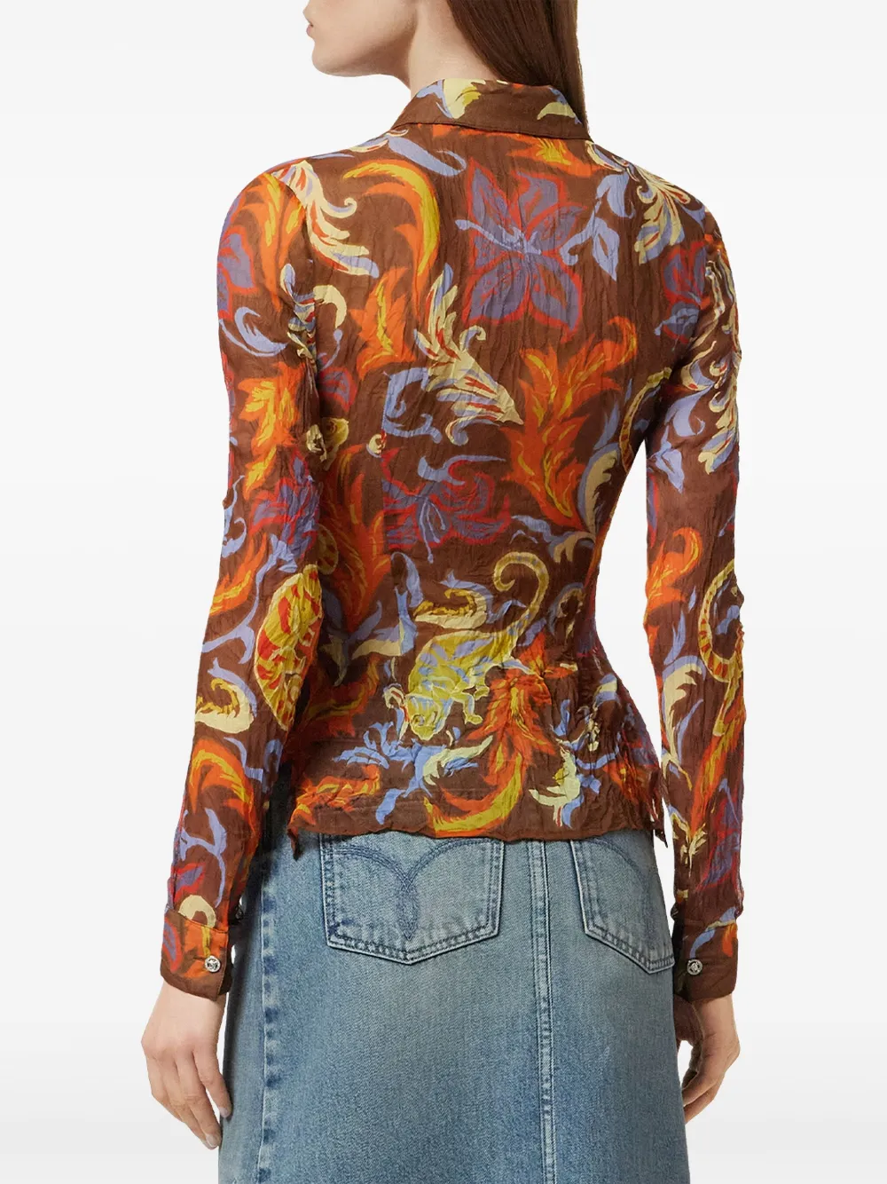 Versace Exotic Barocco crêpe blouse Bruin