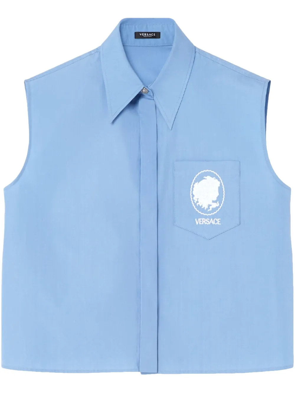 Versace Blouse met geborduurd logo Blauw