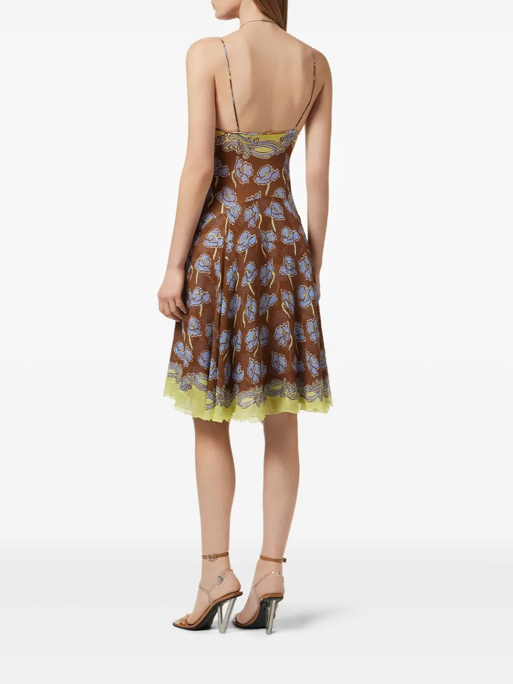 Versace Poppies foulard midi-jurk Bruin