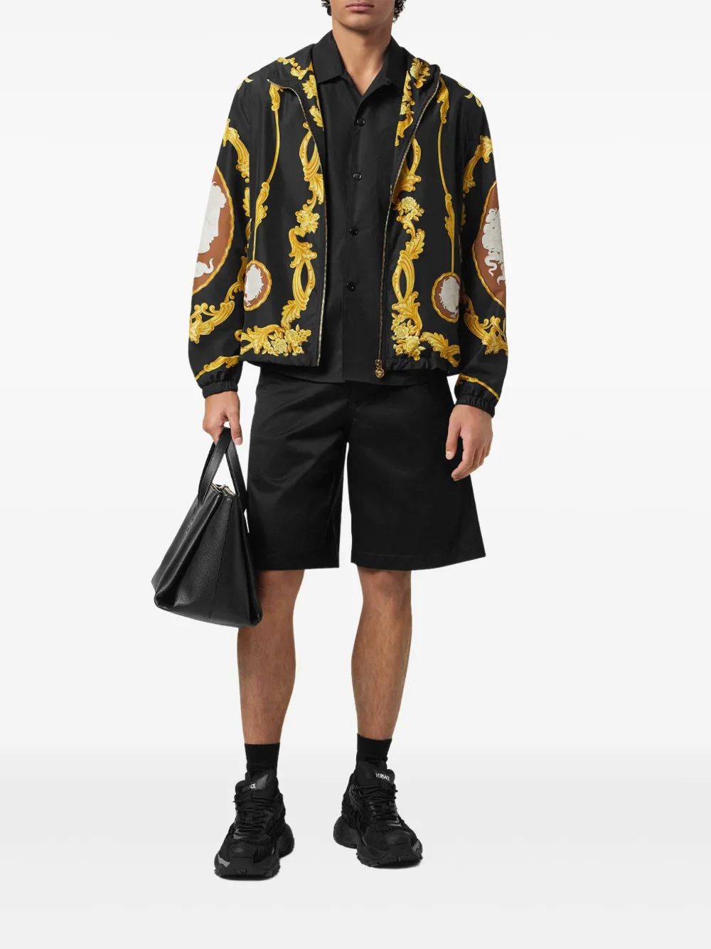 Versace logo-patch shorts - Zwart