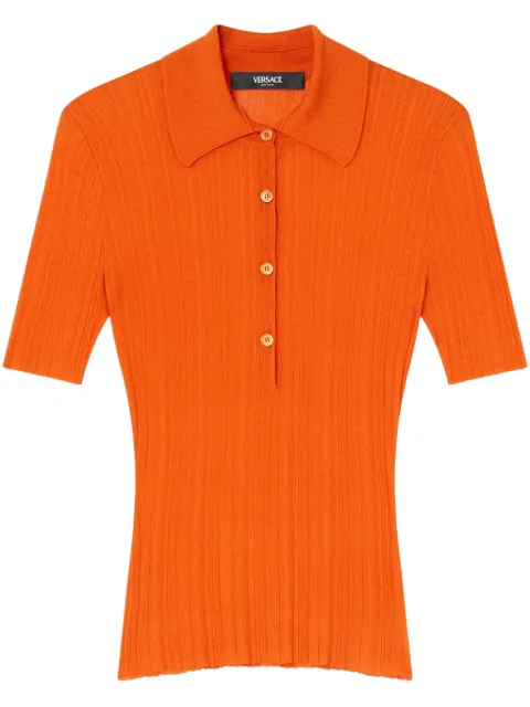 Versace playera tipo polo tejida de canalé