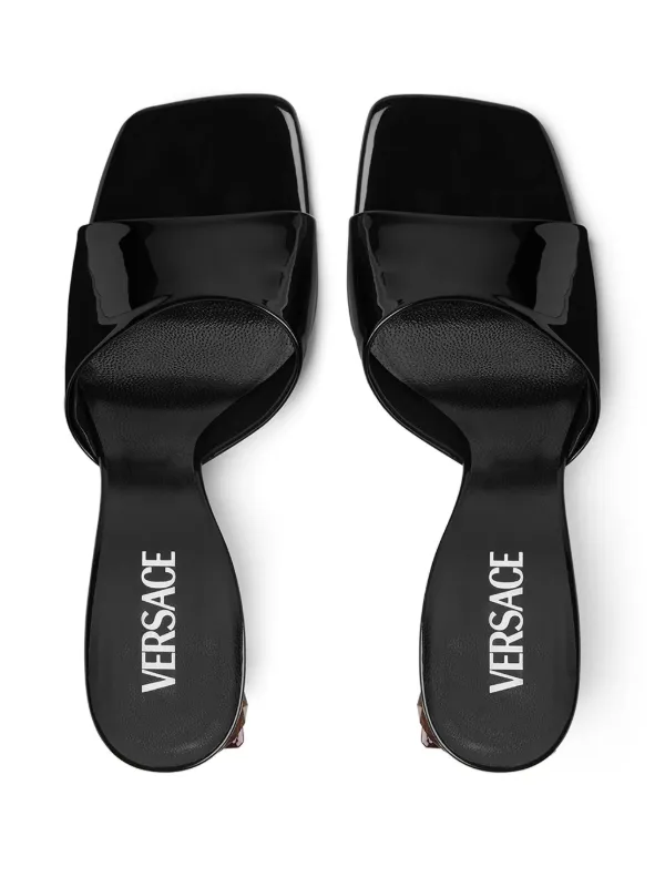 【SALE!!】VERSACE クリスタル トングサンダル 黒 フューシャ Versace 70mm Bright Crystal Sandals | Black | FARFETCH