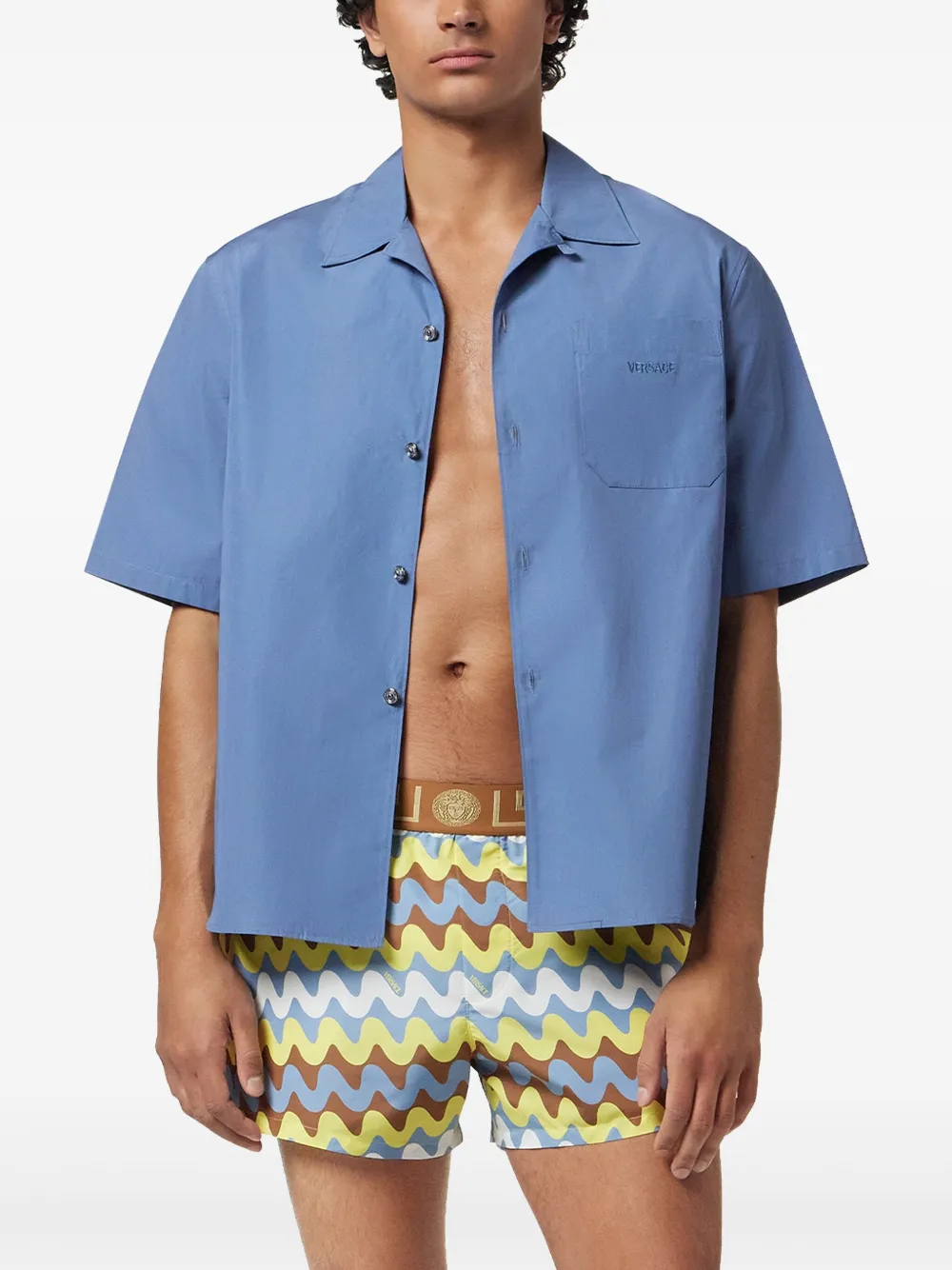 Versace Wave Greca Border zwembroek Bruin