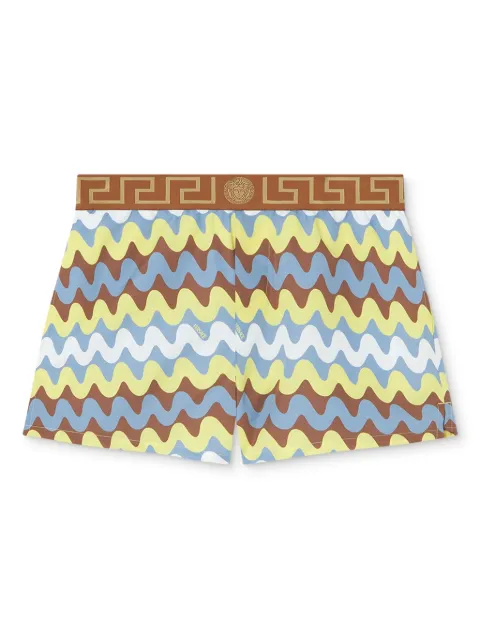 Versace Wave Greca Border swim shorts