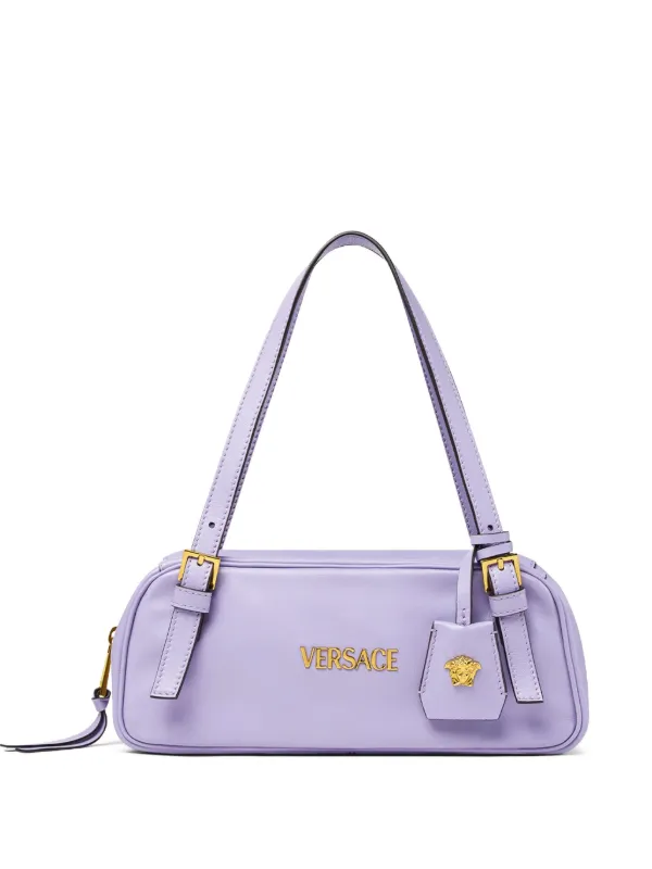 関税込 VERSACE＊ボウリング タグ ショルダーバッグ パープル Versace タグ ボウリング ショルダーバッグ | パープル