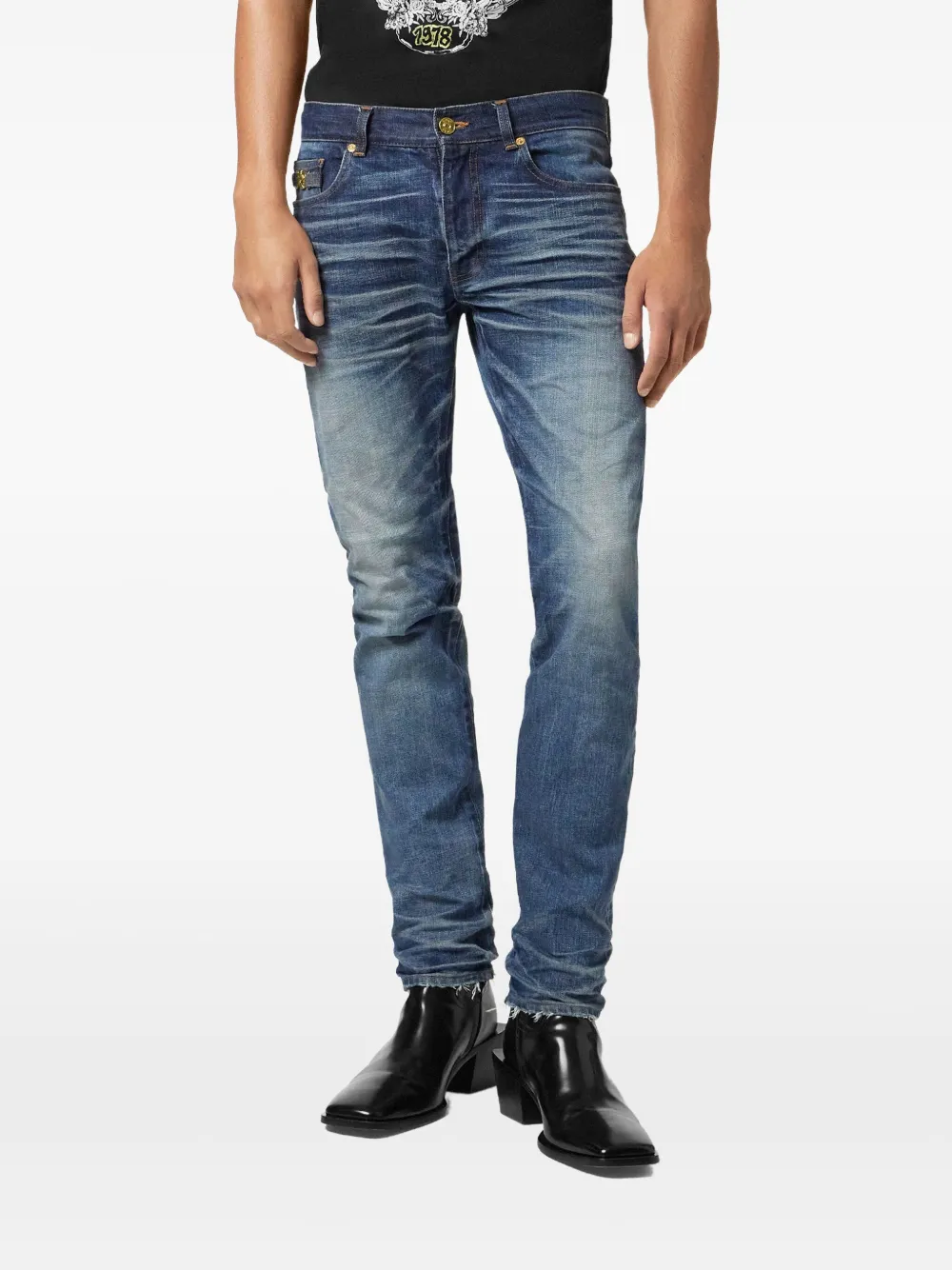 Versace Made in Japan skinny jeans Blauw