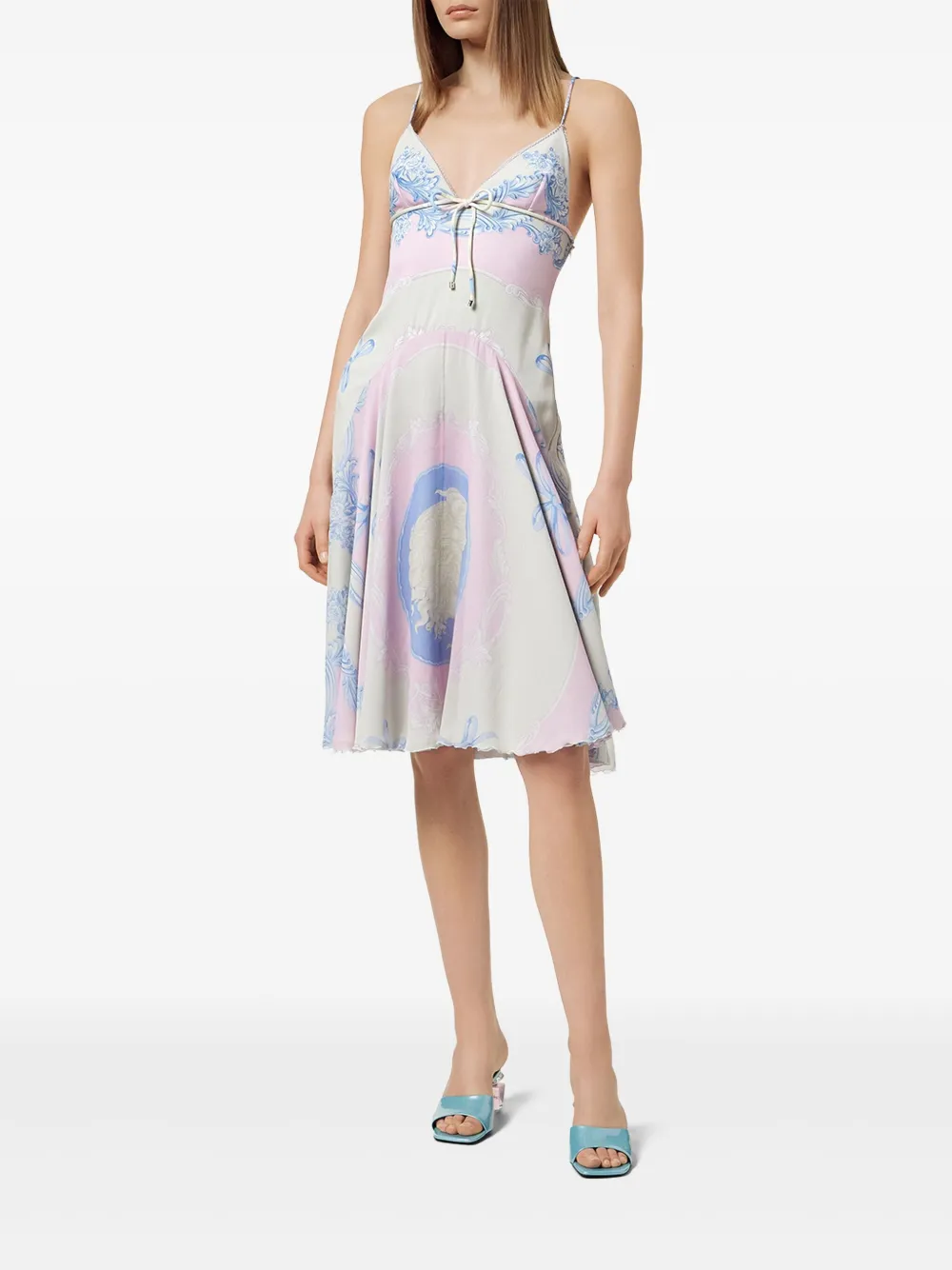 Versace Cameo zijden midi-jurk Blauw