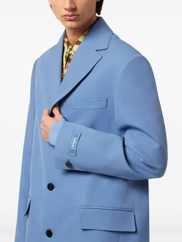 ジャケット VERSACE SINGLE-BREASTED WOOL GABARDINE OVERSIZED JACKET Versace single-breasted Wool Coat | Blue | FARFETCH PL