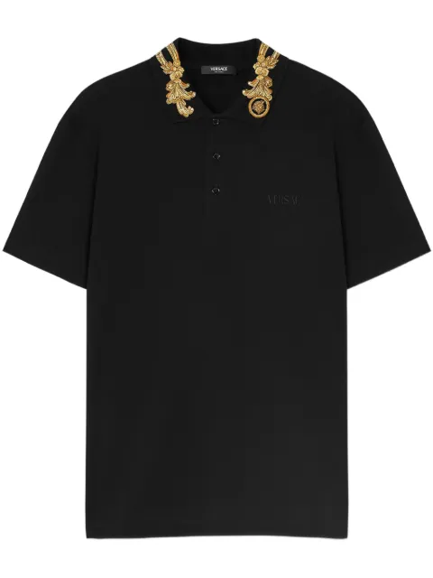 Versace polo à broderie Barocco Leaf