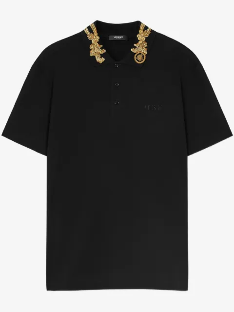 Versace polo à broderie Barocco Leaf