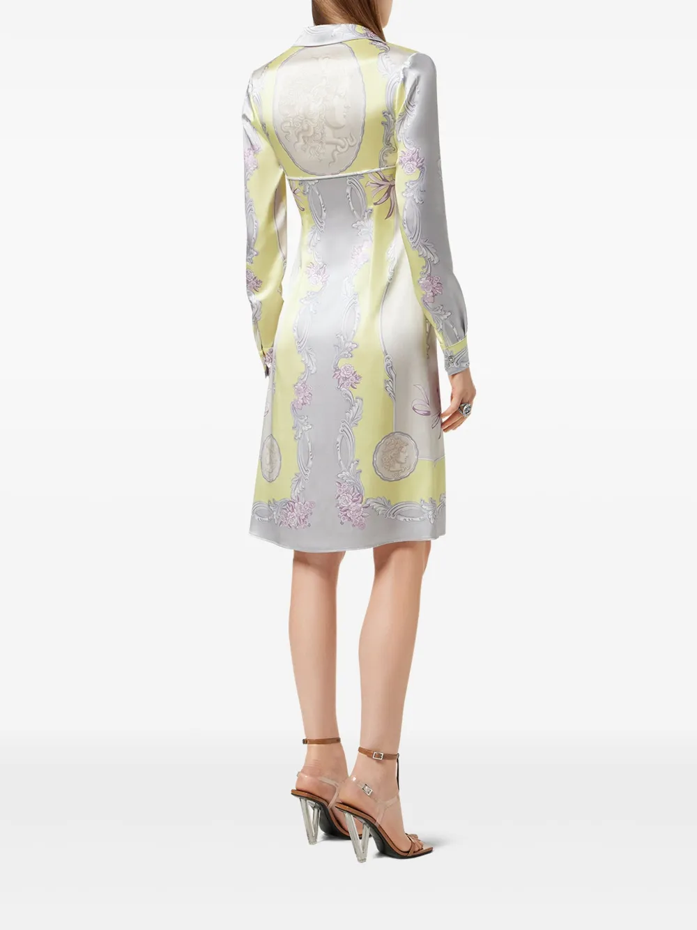 Versace Cameo zijden midi-blousejurk Geel