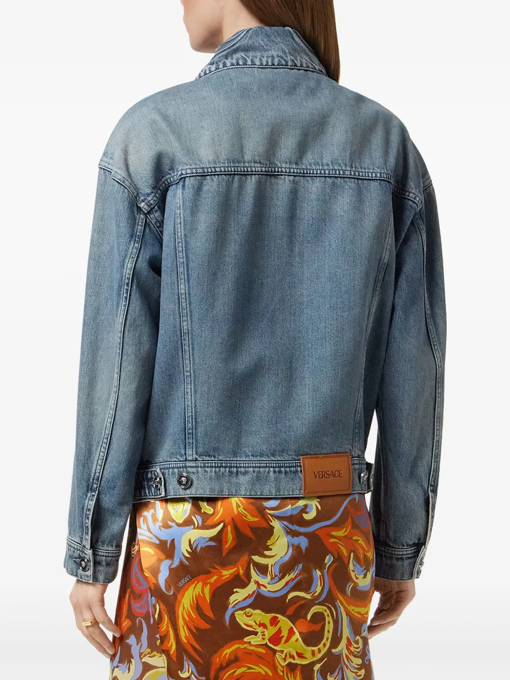 Versace Barocco denim truckerjack Blauw