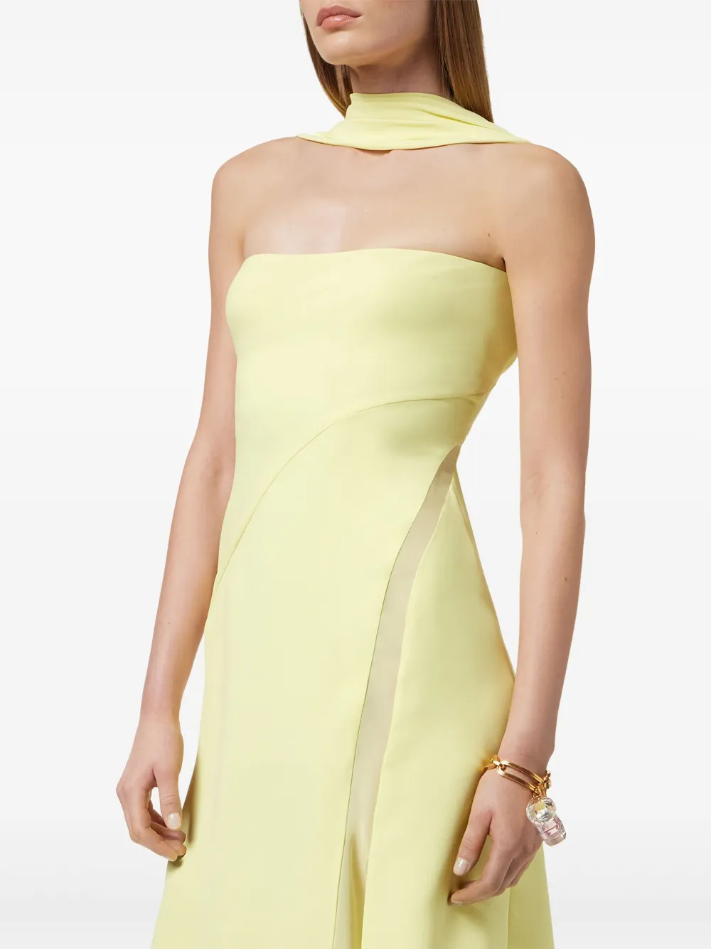 Versace Midi-jurk met bustiere Geel