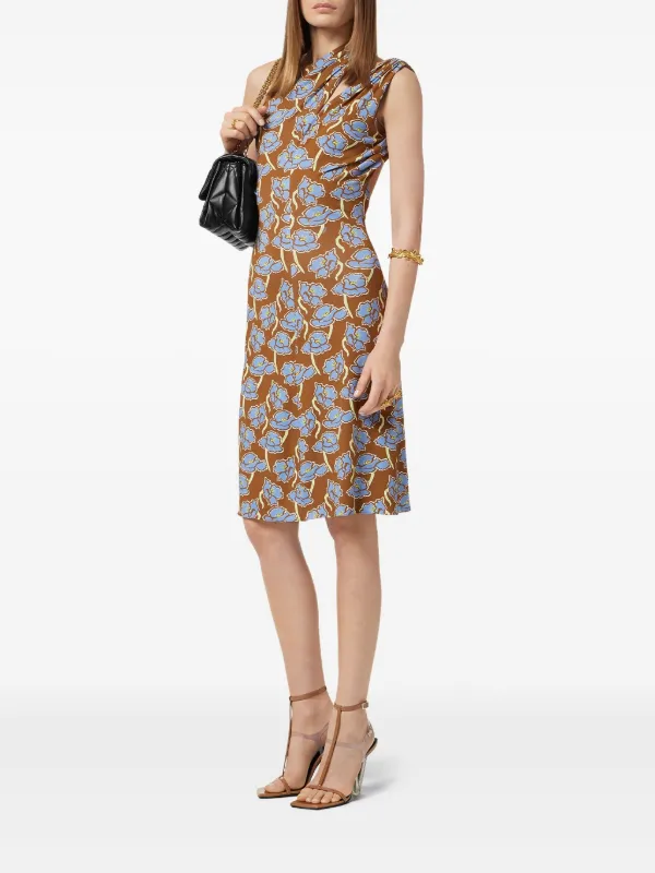 ワンピース VERSACE DRESS (10132131A02395 1B000) Versace Poppies Midi Dress | Brown | FARFETCH