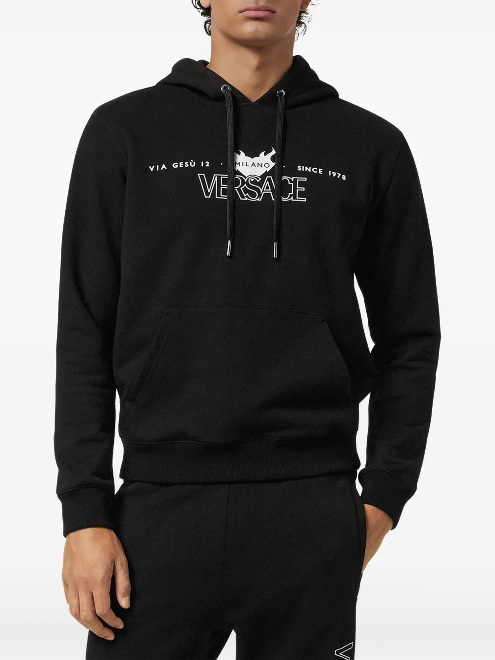 Versace Hoodie met logoprint Zwart