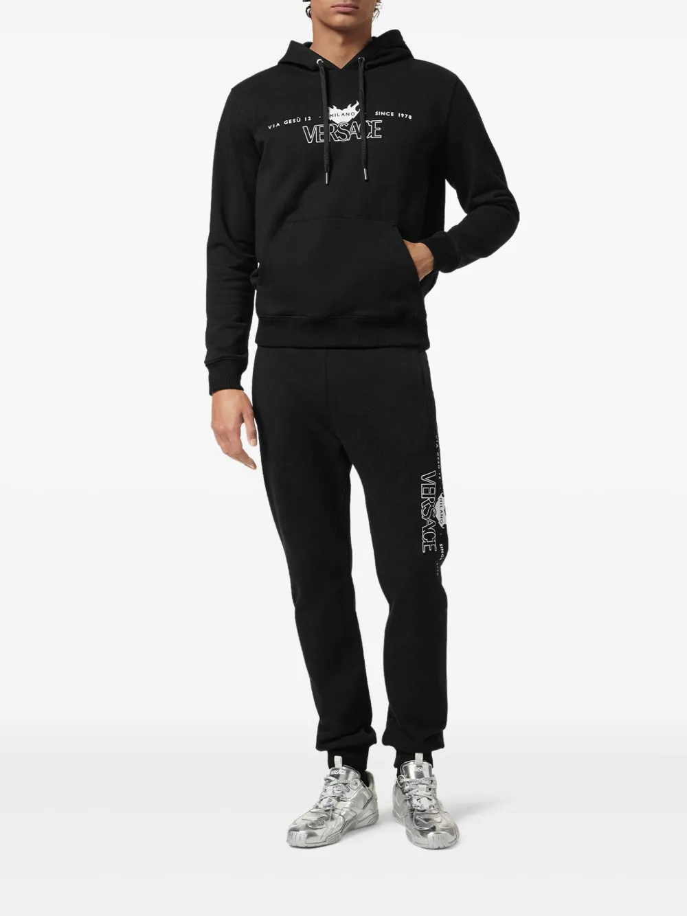 Versace Hoodie met logo - Zwart