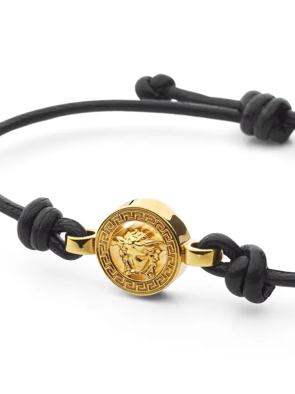 ラ メドゥーサ レザー ブレスレット ブラック | VERSACE JP