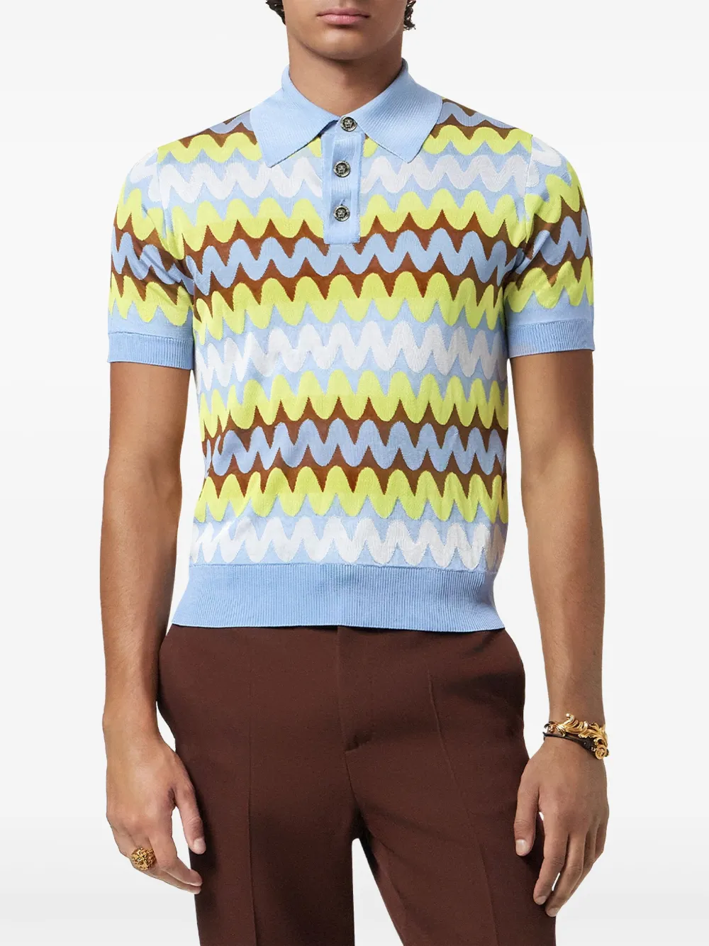 Versace Wave poloshirt Blauw