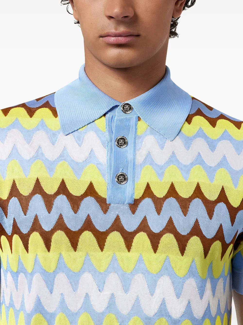 Versace Wave poloshirt Blauw