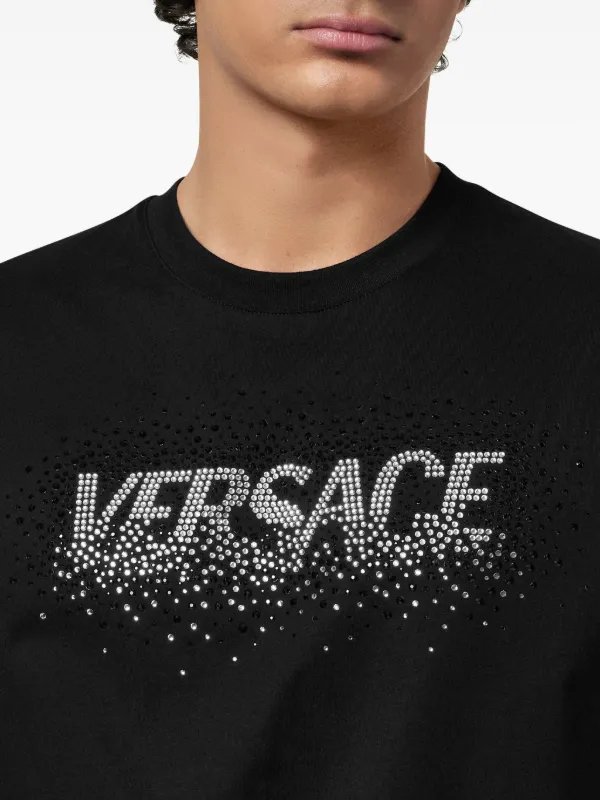 Versace Fading Versace crystal-embellished T-Shirt Black FARFETCH