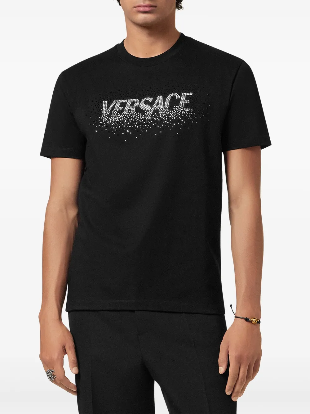 Versace crystal-embellished T-shirt | Black | FARFETCH