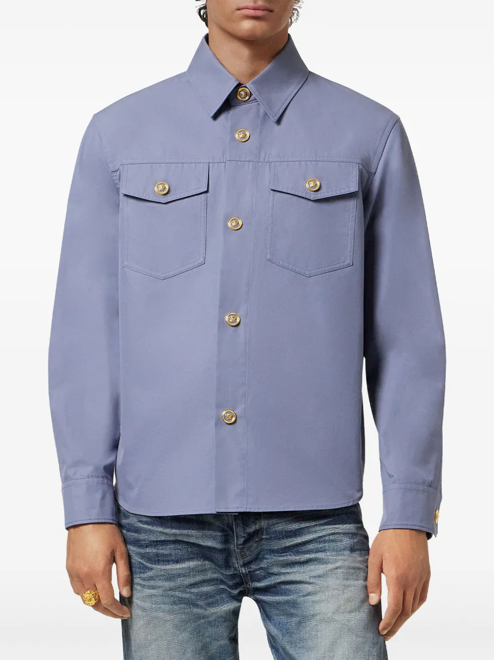 Versace Gabardine shirtjack Blauw