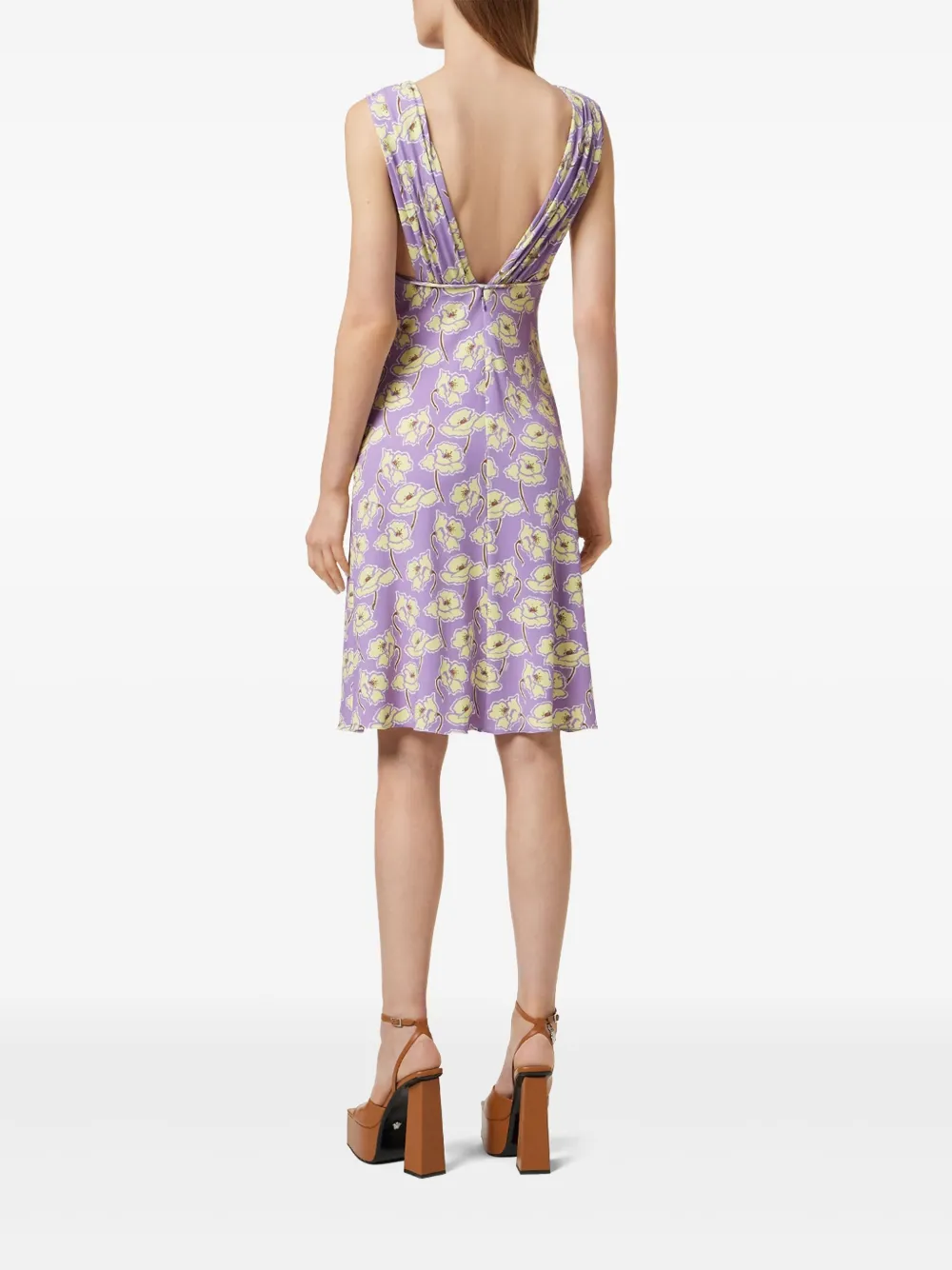Versace Poppies midi-jurk met V-hals Paars