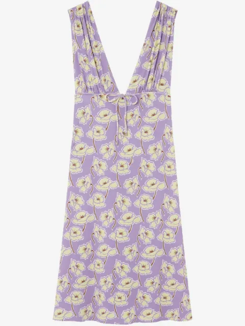 Versace Poppies V-neck midi dress