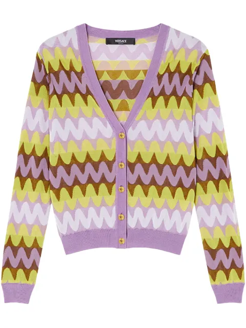 Versace Wave jacquard-knit cardigan