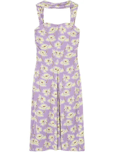 Versace Poppies draped midi dress