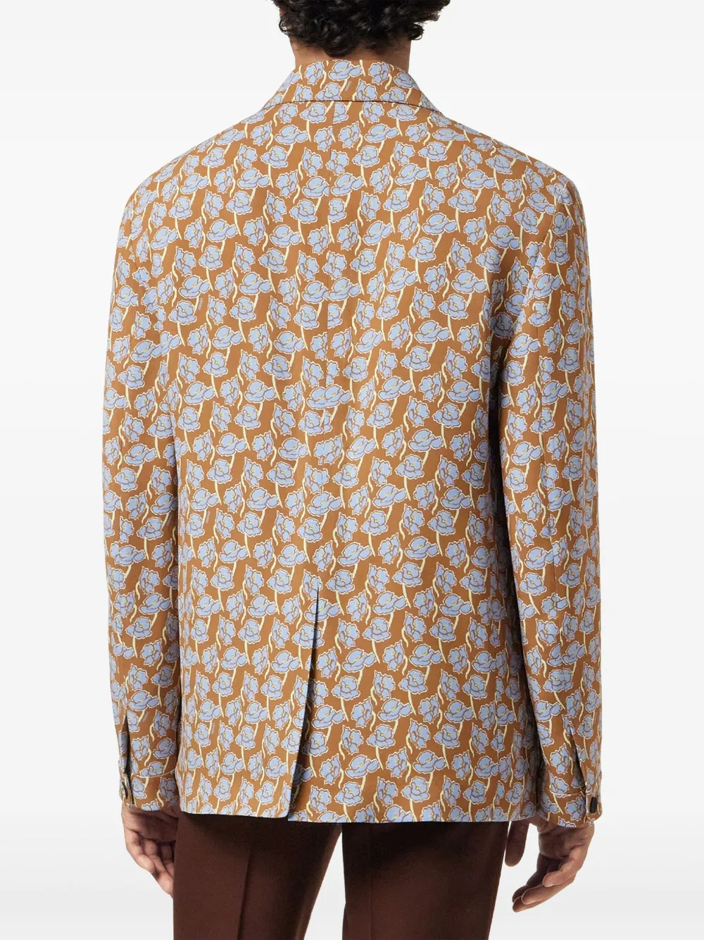 Versace Poppies enkele rij knopen blazer Bruin