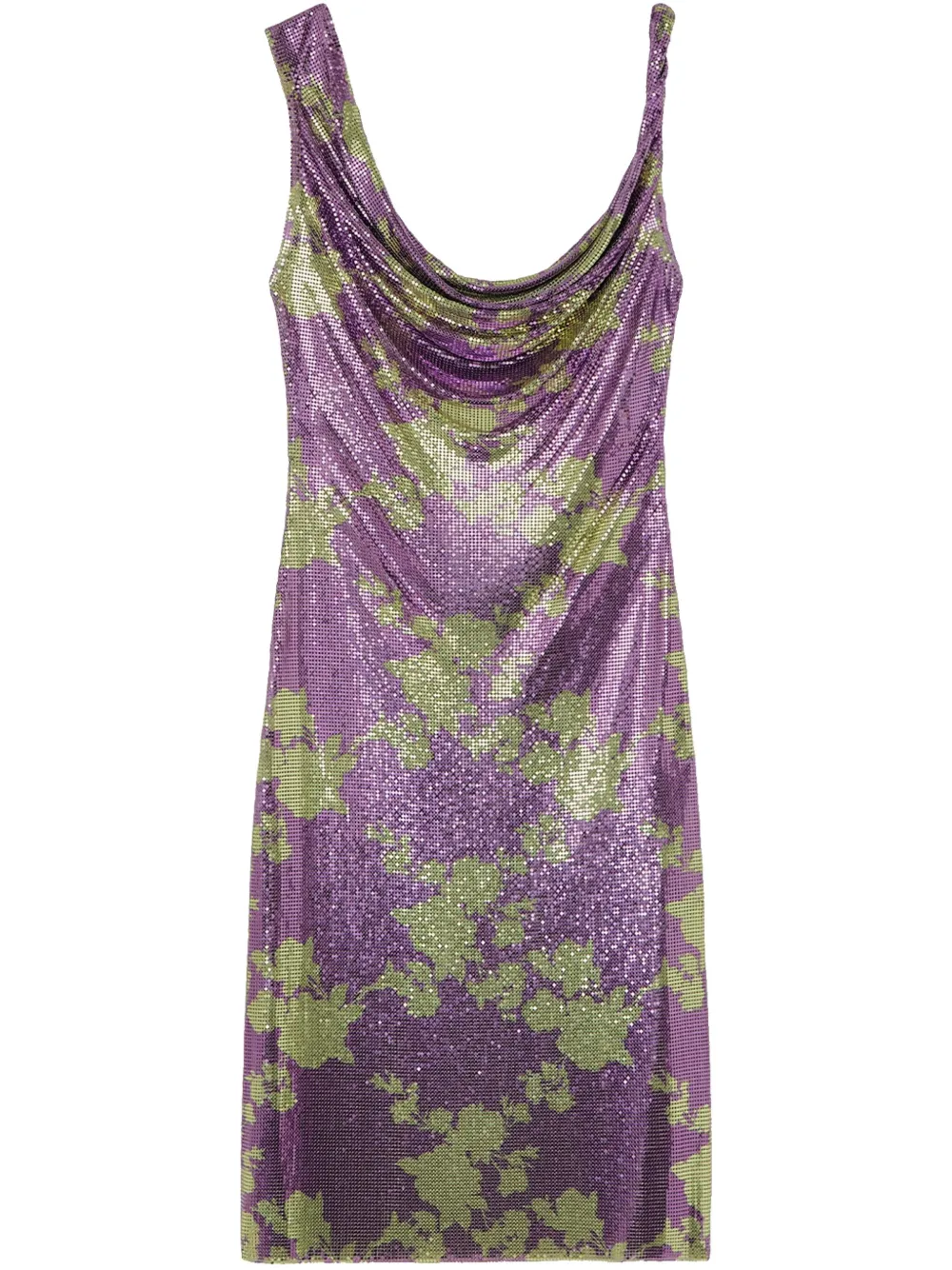 Versace Wild Roses Metal Mesh gedrapeerde midi-jurk Paars