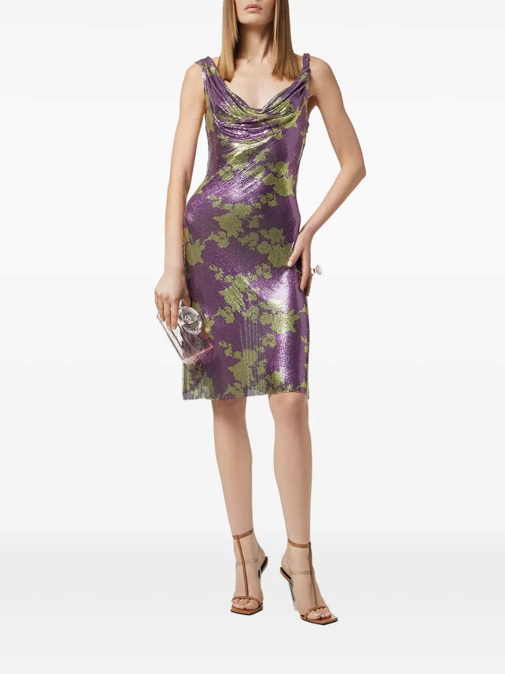 Versace Metallic jurk met bloemenprint - Paars