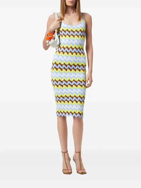 Versace Wave ジャカードニット ドレス | ブルー | FARFETCH JP