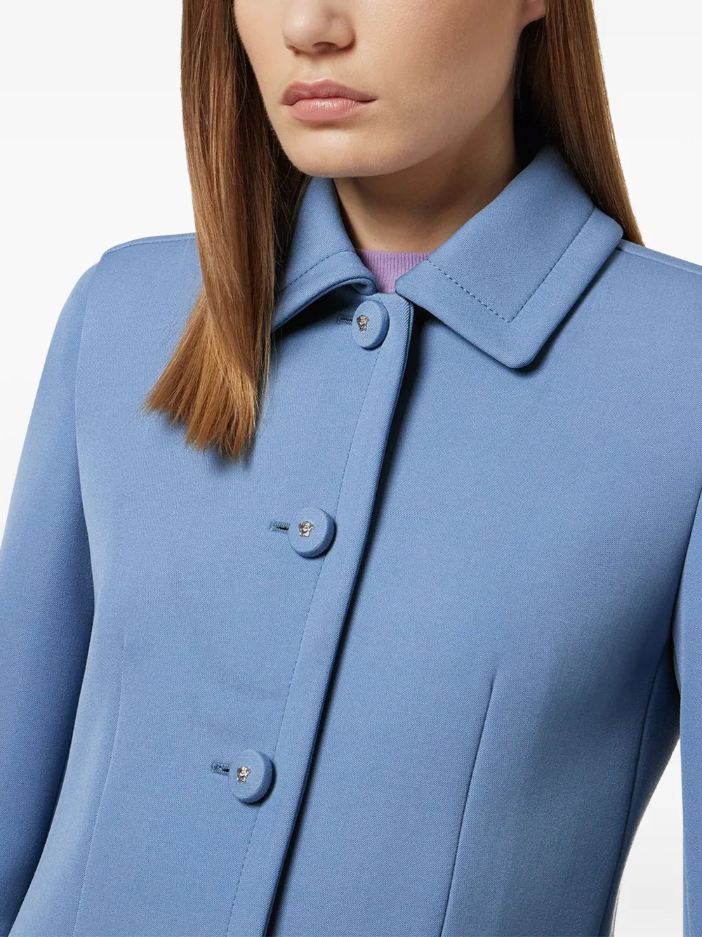 Versace A-lijn jas met enkele rij knopen Blauw